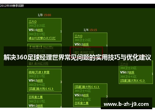 解决360足球经理世界常见问题的实用技巧与优化建议