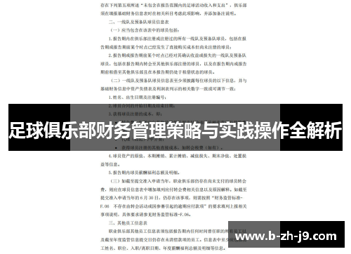 足球俱乐部财务管理策略与实践操作全解析 足球俱乐部财务管理策略与实践操作全解析