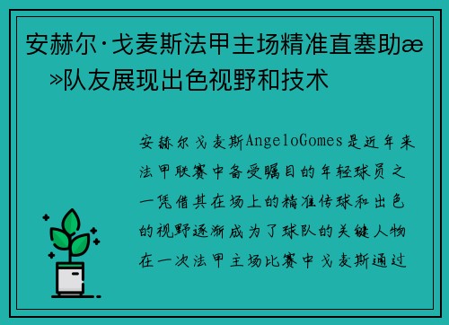 安赫尔·戈麦斯法甲主场精准直塞助攻队友展现出色视野和技术